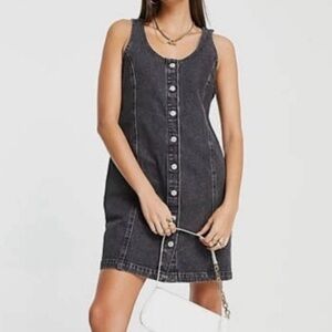 Levi's Tuli Mini Button Down Dress Washed Black Sleeveless